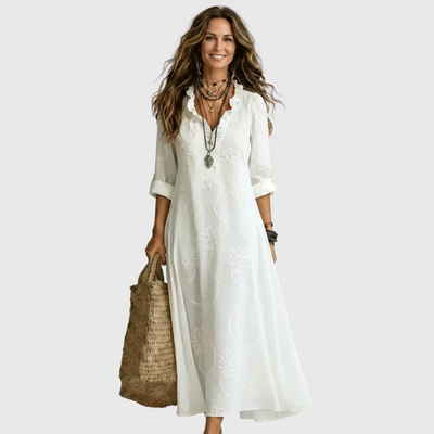 Luna | Maxi Dress With Tonal Floral Pattern